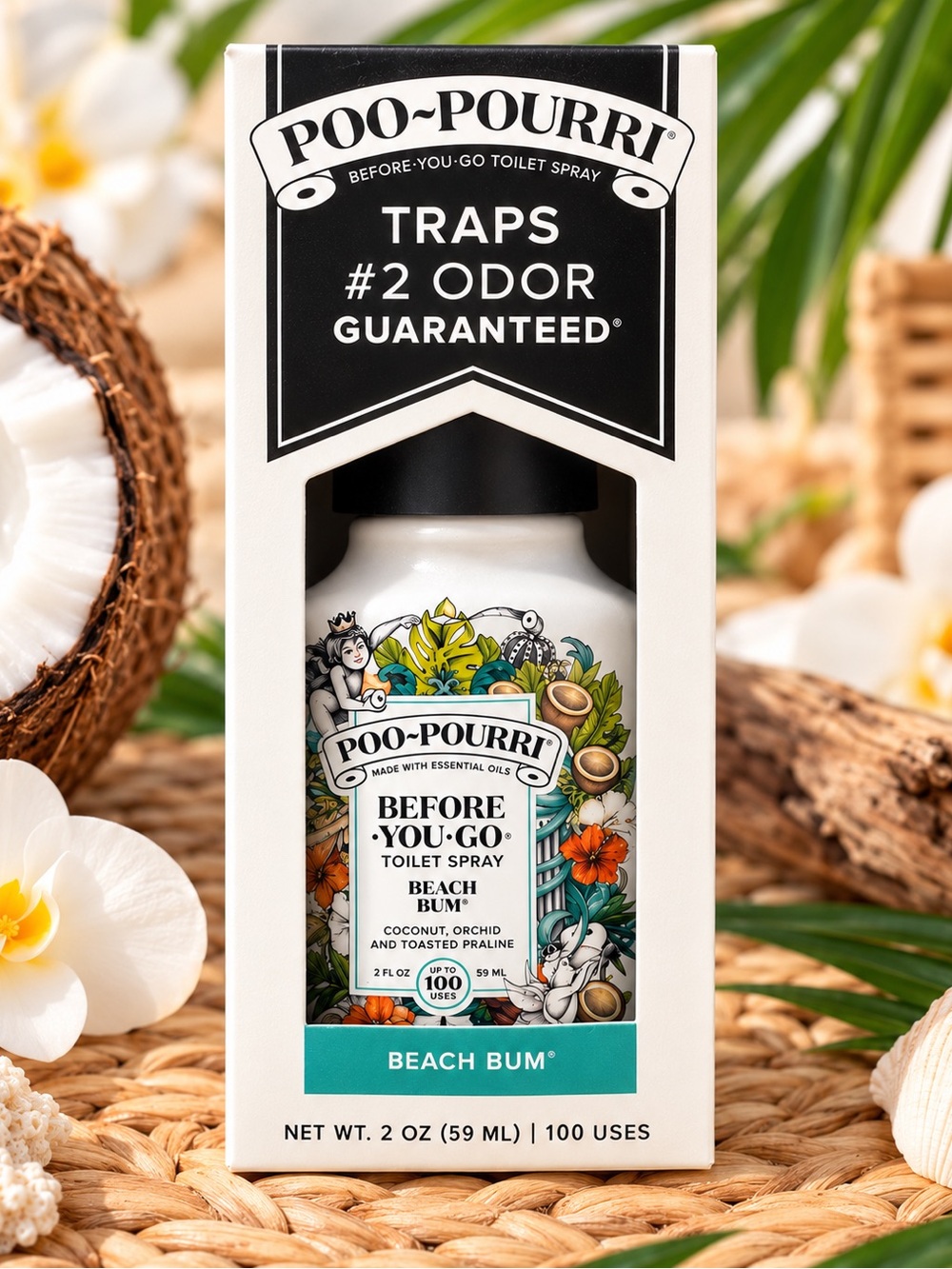 Poo~Pourri Beach Bum Before-You-Go Toilet Spray 2 oz / 59 mL – NEW